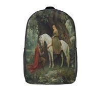 The Queen Is Dressed in Green And Rides A Blanco Caballo Bolsas Niños Con Diseño Transpirable Y Cremallera Mochila Escolar Estudiantes Adolescentes Chicos Chicas 17inch