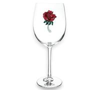 THE QUEENS' JEWELS Copa de vino con tallo de rosa roja, 21 onzas, regalo único para mujeres, cumpleaños, lindo, divertido, no pintado, decorado, brillante, deslumbrante, diamantes de imitación