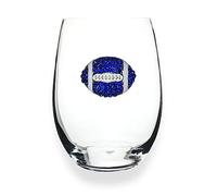 THE QUEENS' JEWELS Copa de vino sin tallo, color azul y blanco, 21 onzas, regalo único para mujeres, cumpleaños, linda, divertida, sin pintar, decorada, brillante, deslumbrante, diamantes de imitación