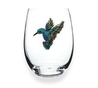 THE QUEENS JEWELS Hummingbird Jeweled Stemless Wine Glass 21 oz Unique Gift for Women Birthday Cute Fun Not Painted De