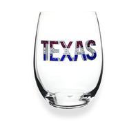 THE QUEENS' JEWELS Texas - Copa de vino sin tallo con joyas rojas, blancas y azules, 21 onzas, regalo único para mujeres, cumpleaños, lindo, divertido, no pintado, decorado, brillante, deslumbrante,