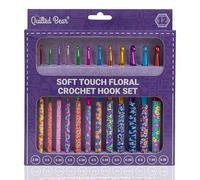 The Quilted Bear Agujas Crochet de Aluminio con Tacto Suave, Juego de 12 Ganchos, Floral y Ergonómico, 2.0mm-8.0mm, Ideal para Trapillo Para Crochet, Agujas Ganchillo y Ganchillos Crochet