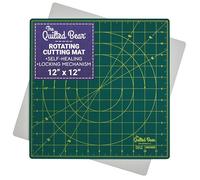The Quilted Bear Alfombrilla de corte giratoria de 12 x 12 pulgadas, cuadrada, autorreparable, giratoria de 360°, con innovador mecanismo de bloqueo para acolchar y coser, color verde