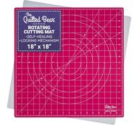 The Quilted Bear Alfombrilla de corte giratoria de 18 x 18 pulgadas, alfombrilla de corte cuadrada autorreparable con innovador mecanismo de bloqueo para acolchado y costura (rosa)