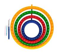 The Quilted Bear Juego de telares redondos para tejer, juego de telar rápido de plástico de cuatro tamaños diferentes para tejer sombreros, bufandas y mucho más