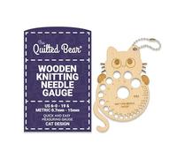 The Quilted Bear Medidor de agujas de tejer de madera, herramienta de calibre para mediciones precisas de agujas con tamaños métricos e imperiales de 0.7 mm a 15 mm y US 6-0 a 19 en varios diseños