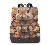 The rabbit in the flowers Mochila de viaje para mujer, mochila casual, mochila de cuero estampada para mujer para el trabajo