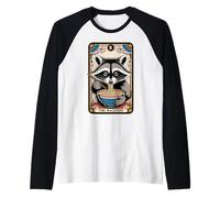 The Raccoon Tarot Card Ramen Noodles Mapache japonés Camiseta Manga Raglan