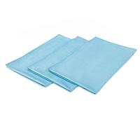 The Rag Company - Paño prémium para Ventanas, Vidrio, Espejo y Cromo, Mezcla de Microfibra Coreana Profesional 70/30, sin Pelusas, sin arañazos, 350 gsm, 40,64 x 60,96 cm, Azul Claro (3 Unidades)
