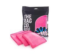 The Rag Company - Toallas de Limpieza de Microfibra FTW Vidrio, Ventanas, Espejos, Superficies pulidas, sin Rayas, sin arañazos, 16 x 16 Pulgadas, Color Rosa, Paquete de 3