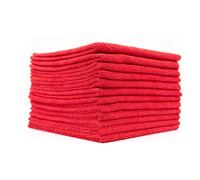 The Rag Company - Toallas de rizo multiusos de microfibra, grado comercial, altamente absorbentes, sin pelusas, sin marcas, para limpiar cocinas, baños, oficinas, 300 g/m², 40,6 x 40,6 cm, rojo (paquete de 12 unidades)