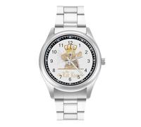 The Rat King - Reloj de pulsera de cuarzo personalizado de acero inoxidable con números arábigos para hombres y mujeres