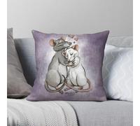 The Rats In Love - Funda de almohada cuadrada de poliéster y lino, terciopelo, con cremallera, decoración creativa para habitación