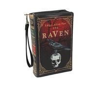 The Raven Book-Shaped Novelty Clutch Purse in Black Vinyl - Comes With Wrist Strap - A Gothic Crossbody Handbag Inspired by Edgar Allan Poe's Enigmatic Tale