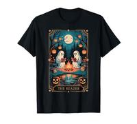 The Reader Bookish Cute Spooky Ghost Reading Book Tarot Card Camiseta