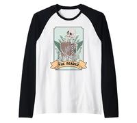 The Reader El Lector Tarot Tarjeta Esqueleto con Libro Camiseta Manga Raglan