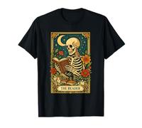 The Reader Skeleton Leyendo Libros Tarot Card Dark Academia Camiseta