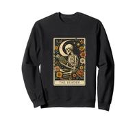 The Reader Tarot Skeleton Moon Floral Book Lover Sudadera