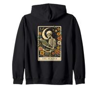 The Reader Tarot Skeleton Moon Floral Book Lover Sudadera con Capucha