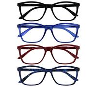 The Reading Glasses Company Gafas De Lectura Grande Hombres Negro Azul Granate Rojo Lectores Valor Pack 4 Bisagras Resorte Rrrr51-13Z3T +1,00 4 Unidades 88 g