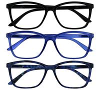 The Reading Glasses Company Gafas De Lectura Negro Azul Brillante Azul Carey Lectores Pack 3 Grande Hombres Bisagras Resorte Rrr51-133T +3,00 3 Unidades 88 g