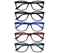 The Reading Glasses Company La Compañía Gafas De Lectura Grande Hombres Negro Azul Granate Rojo Lectores Valor Pack 5 Bisagras Resorte RRRRR51-113Z3T +1,00