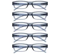 The Reading Glasses Company La Compañía Gafas De Lectura Gris Valor Pack 5 Ligero Hombres Mujeres RRRRR32-7 +2,00