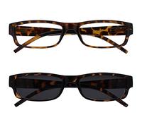 The Reading Glasses Company La Compañía Gafas De Lectura Marrón Ligero Lectores Con UV400 Lectores De Sol Valor Paquete Doble Hombres Mujeres RS32-2 +1,00