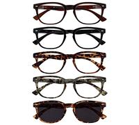 The Reading Glasses Company La Compañía Gafas De Lectura Marrón Negro Gris Lectores Con Lectores De Sol Pack 5 Hombres Mujeres Bisagras Resorte RRRRS14-212T72T +1,00