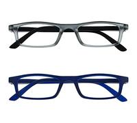 The Reading Glasses Company La Compañía Gafas De Lectura Mate Gris Negro Azul Marino Ligero Lectores Valor Pack 2 Hombres Mujeres RR17-73 +2,00