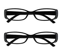 The Reading Glasses Company La Compañía Gafas De Lectura Negro Diamonte Estilo Lectores Valor Pack 2 Estilo Diseñador Mujeres Señoras RR93-1 +2,50