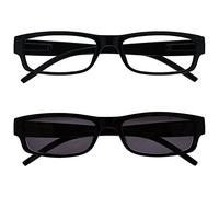 The Reading Glasses Company La Compañía Gafas De Lectura Negro Ligero Lectores Con UV400 Lectores De Sol Valor Paquete Doble Hombres Mujeres RS32-1 +2,00