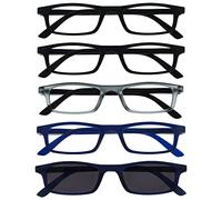 The Reading Glasses Company La Compañía Gafas De Lectura Negro Matt Gris Azul Marino Lectores Valor Pack 4 Hombres Mujeres Bisagras Resorte RRRR17-1173 +1,00
