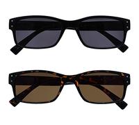 The Reading Glasses Company La Compañía Gafas De Lectura Pack 2 Hombres Grande Negro Marrón Carey Lectores De Sol UV400 Bisagras Resorte SS11-12 +2,00