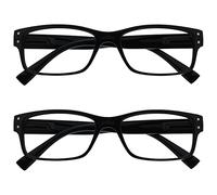 The Reading Glasses Company La Compañía Gafas De Lectura Pack 2 Hombres Negro Grande Estilo Diseñador Lectores Bisagras Resorte RR11-1 +1,00