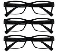 The Reading Glasses Company La Compañía Gafas De Lectura Pack 3 Hombres Negro Grande Estilo Diseñador Lectores Bisagras Resorte RRR11-1 +1,50