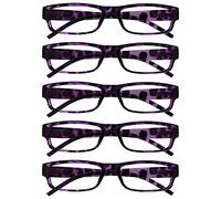 The Reading Glasses Company La Compañía Gafas De Lectura Púrpura De La Concha Valor Pack 5 Ligero Hombres Mujeres RRRRR32-5 +3,00
