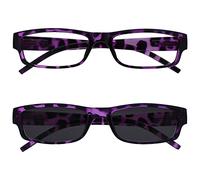 The Reading Glasses Company La Compañía Gafas De Lectura Púrpura Ligero Lectores Con UV400 Lectores De Sol Valor Paquete Doble Hombres Mujeres RS32-5 +3,50