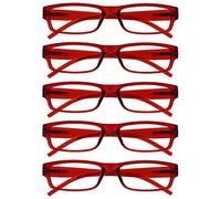 The Reading Glasses Company La Compañía Gafas De Lectura Rojo Valor Pack 5 Ligero Hombres Mujeres RRRRR32-Z +1,00