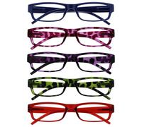 The Reading Glasses Company La Compañía Gafas De Lectura Valor Pack 5 Ligero Hombres Mujeres Azul Rosa Púrpura Verde Rojo RRRRR32-3456Z +1,00