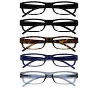 The Reading Glasses Company La Compañía Gafas De Lectura Valor Pack 5 Ligero Hombres Mujeres Negro Marrón Dark Azul Gris RRRRR32-11237 +1,50