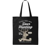 The Real Finest Guide - Bolsa de algodón ecológico natural con diseño de caza de ciervos salvajes y gratis, trae la pistola y disfruta de la vida al aire libre, color negro, Black, Talla única