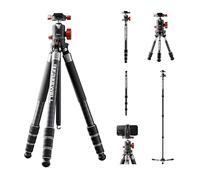 The Real Multi-Tripod 5 en 1 - Diseño de Fibra de Carbono para cámaras y Smartphones, trípode, monopié, bastón de Senderismo, Modo de Escritorio, hasta 20 kg de Carga útil