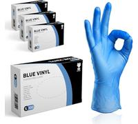 The Real Touch 1000 guantes desechables S, guantes de vinilo azules, sin polvo y sin látex, guantes desechables de vinilo para manipular alimentos, limpieza y limpieza