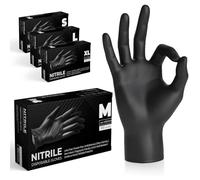 The Real Touch Guantes desechables, guantes de nitrilo negros, 1000 unidades, sin polvo y sin látex, guantes desechables para cocina, limpieza y medicina