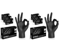 The Real Touch K-MART Guantes desechables multiusos de nitrilo negro, sin polvo, desechables, extra fuertes, caja de 100 (negro, mediano) (Paquete de 2)