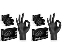 The Real Touch K-MART Guantes multiusos de vinilo, sin polvo, desechables, extra fuertes, caja de 100 unidades, color negro (XL) (Paquete de 2)