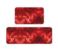 The red fire is flowing - Juego de 2 alfombrillas de cocina antideslizantes para cocina, lavandería y entrada