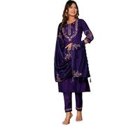 The Red Lion Enterprise Traje Anarkali para mujer, pantalón kurti de corte Alia y conjunto de 3 piezas Dupatta, Púrpura violeta, XXL