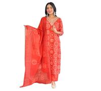 The Red Lion Enterprise Vestido Anarkali de rayón bordado morado para mujer con Dupatta | Conjunto de ropa india para boda y fiesta, Anaranjado, XXL